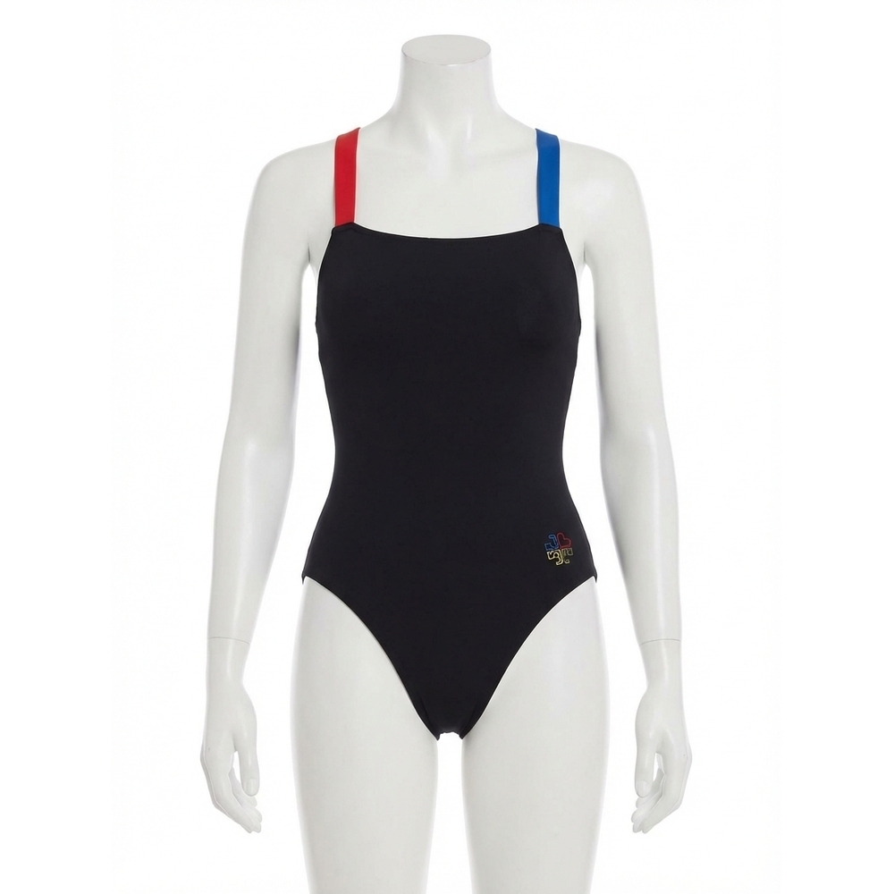 NEW TORY BURCH colorblocked one-piece tank swimsuit in black